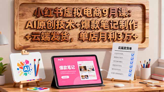 小红书虚拟电商9月课:AI原创技术+爆款笔记制作+云端发货,单店月利3万+好创网-专注优质VIP网课 网络创业落地实操课程资源分享 – 每天更新_高质量项目输出好创网