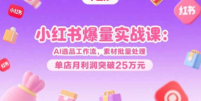 小红书爆量实战课:AI选品工作流,素材批量处理,单店月利润突破25万元好创网-专注优质VIP网课 网络创业落地实操课程资源分享 – 每天更新_高质量项目输出好创网