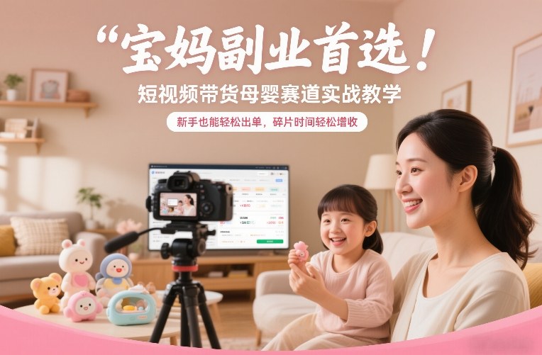 宝妈副业首选！短视频带货母婴赛道实战教学，新手也能轻松出单，碎片时间轻松增收好创网-专注优质VIP网课 网络创业落地实操课程资源分享 – 每天更新_高质量项目输出好创网