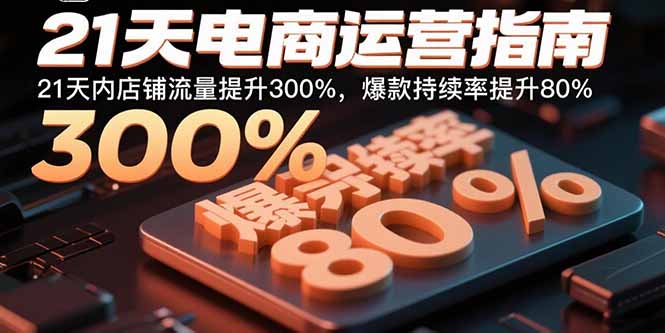 21天电商运营指南:21天内店铺流量提升300%,爆款持续率提升80%好创网-专注优质VIP网课 网络创业落地实操课程资源分享 – 每天更新_高质量项目输出好创网