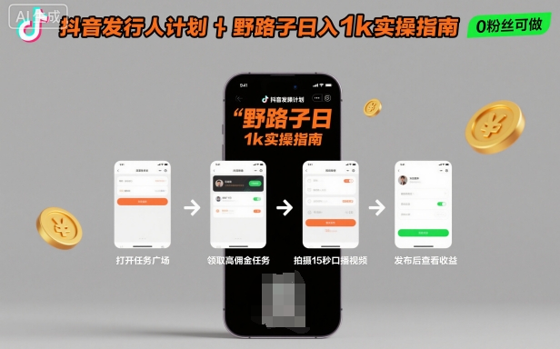 抖音发行人计划全新野路子玩法,随时随地,只要有手机,就能操作,日入1k+【揭秘】好创网-专注优质VIP网课 网络创业落地实操课程资源分享 – 每天更新_高质量项目输出好创网