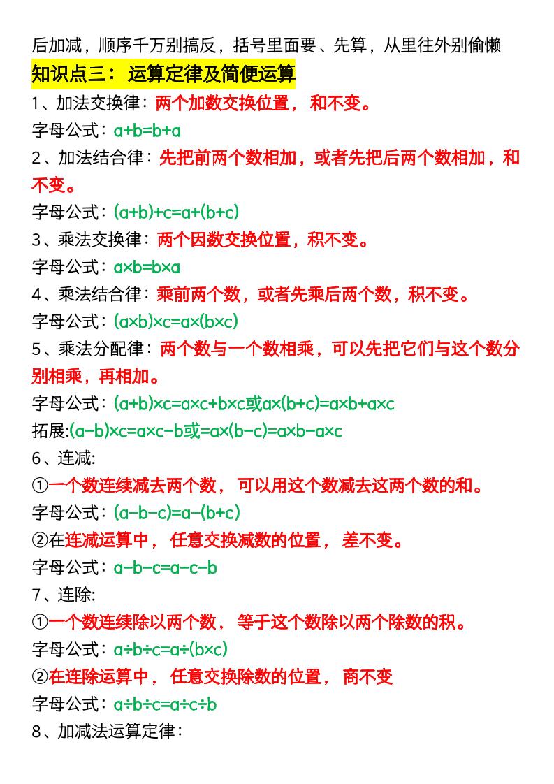 四年级下册数学重点必背公式汇总好创网-专注优质VIP网课 网络创业落地实操课程资源分享 – 每天更新_高质量项目输出好创网