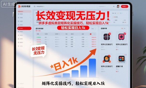 长效变现无压力！拼多多虚拟类目矩阵化实操技巧，轻松实现日入1k【揭秘】好创网-专注优质VIP网课 网络创业落地实操课程资源分享 – 每天更新_高质量项目输出好创网