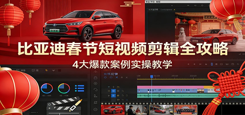 比亚迪春节短视频剪辑全攻略，4大爆款案例实操教学好创网-专注优质VIP网课 网络创业落地实操课程资源分享 – 每天更新_高质量项目输出好创网