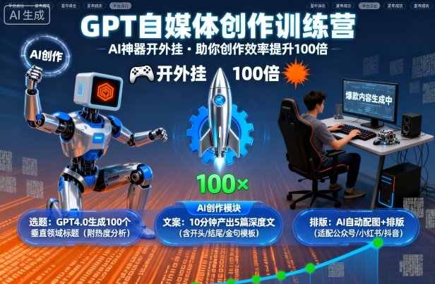 GPT自媒体创作训练营：AI神器开外挂，助你创作效率提升100倍好创网-专注优质VIP网课 网络创业落地实操课程资源分享 – 每天更新_高质量项目输出好创网