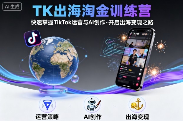 TK出海淘金训练营,助你快速掌握TikTok运营与AI创作,开启出海变现之路好创网-专注优质VIP网课 网络创业落地实操课程资源分享 – 每天更新_高质量项目输出好创网