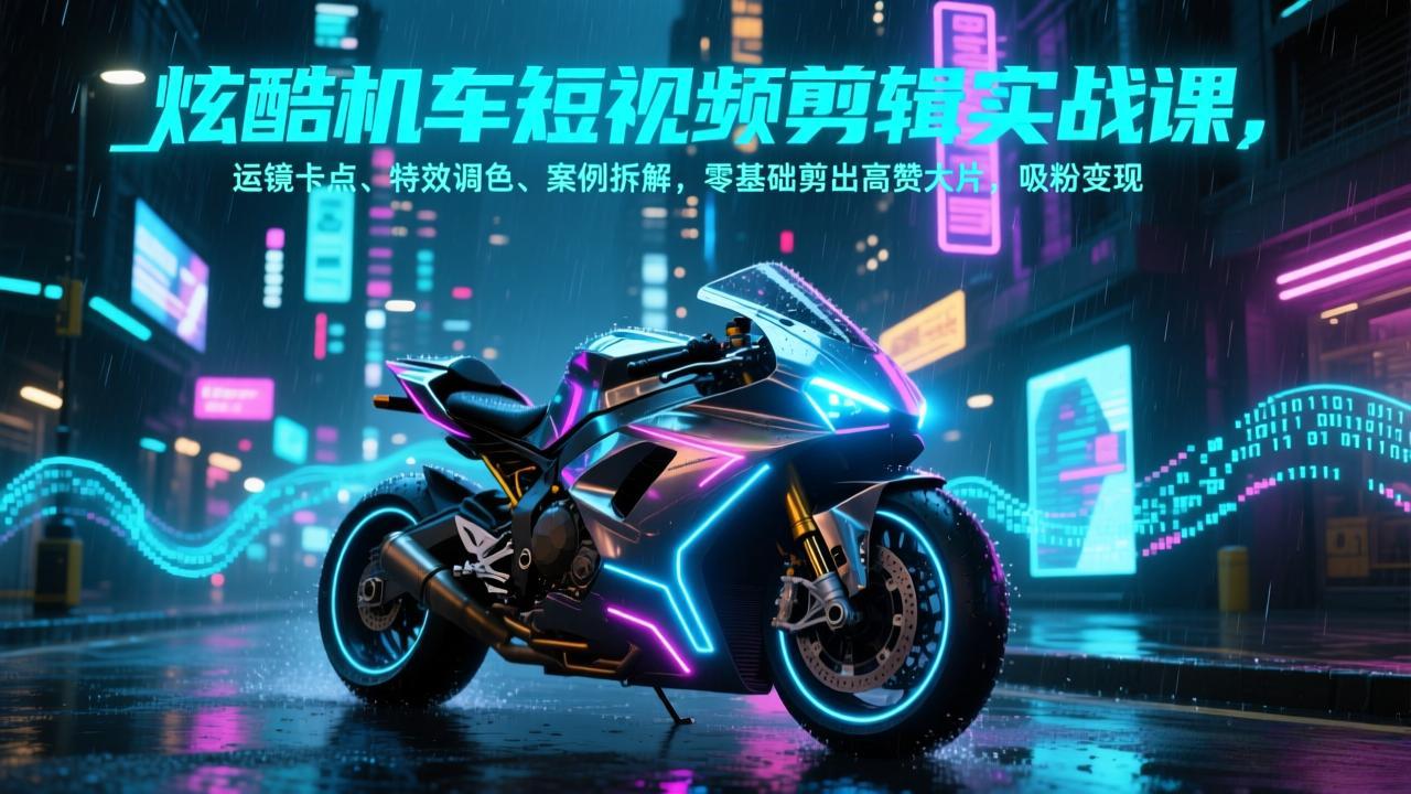 炫酷机车短视频剪辑实战课，运镜卡点、特效调色、案例拆解，零基础剪出高赞大片，吸粉变现好创网-专注优质VIP网课 网络创业落地实操课程资源分享 – 每天更新_高质量项目输出好创网