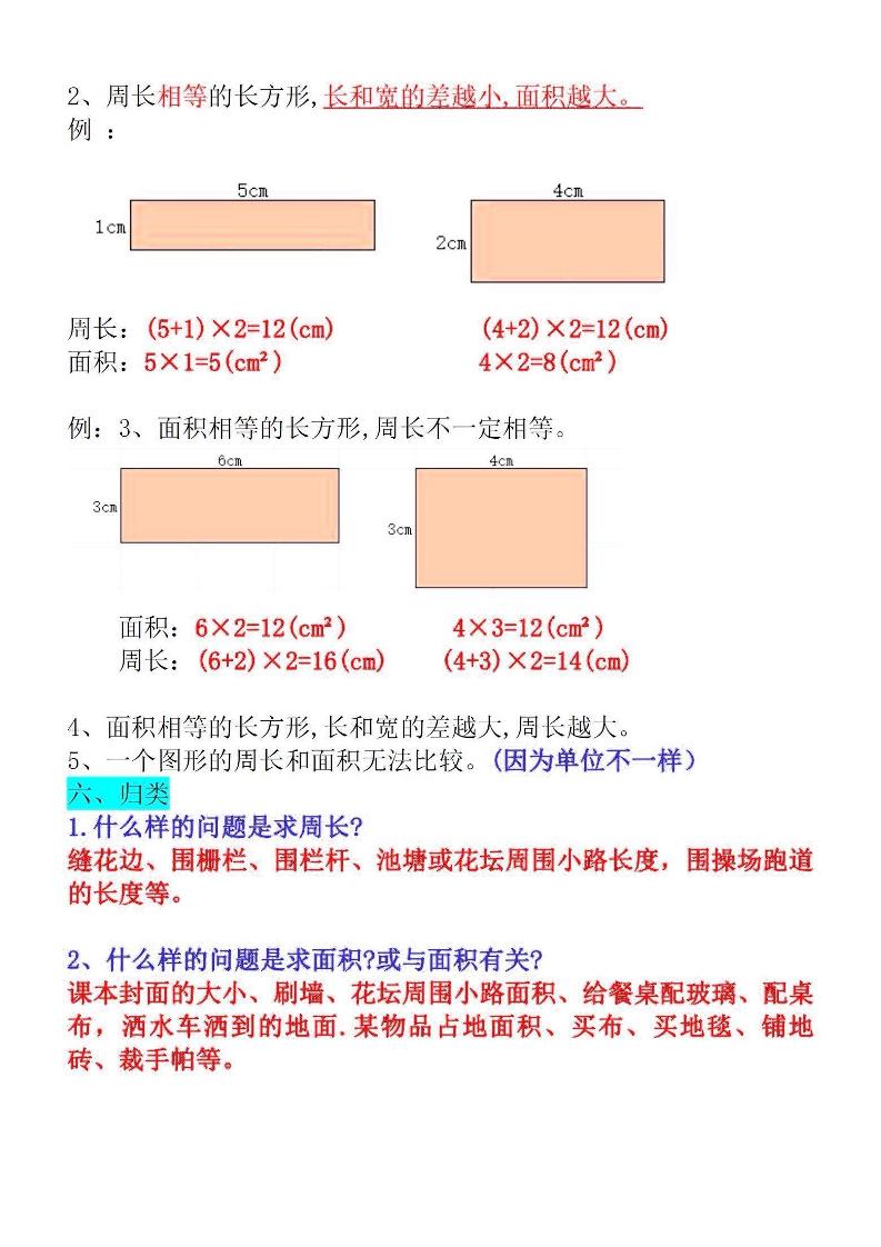 三下数学面积知识点与考点好创网-专注优质VIP网课 网络创业落地实操课程资源分享 – 每天更新_高质量项目输出好创网