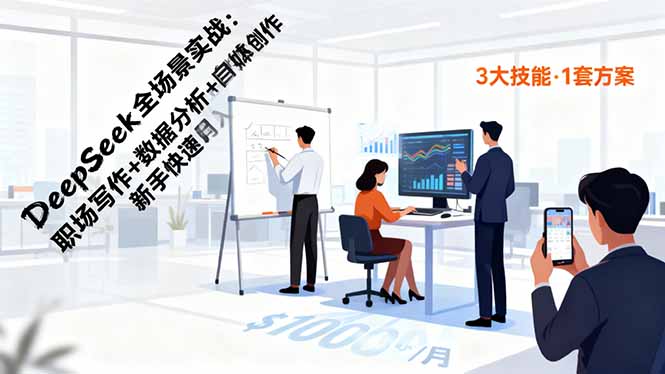 DeepSeek全场景实战:职场写作+数据分析+自媒体创作,新手快速月入过万好创网-专注优质VIP网课 网络创业落地实操课程资源分享 – 每天更新_高质量项目输出好创网