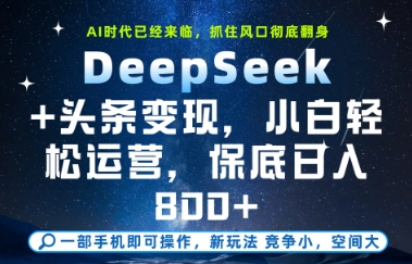 DeepSeek+头条变现,保姆级教学,小白轻松上手,日入8张+【揭秘】好创网-专注优质VIP网课 网络创业落地实操课程资源分享 – 每天更新_高质量项目输出好创网