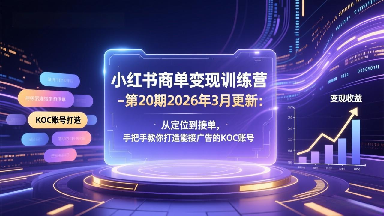 小红书商单变现训练营-第20期26年3月更新：从定位到接单，手把手教你打造能接广告的KOC账号好创网-专注优质VIP网课 网络创业落地实操课程资源分享 – 每天更新_高质量项目输出好创网
