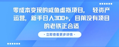 零成本变现的咸鱼虚拟项目, 轻资产运营,新手日入3张+,目前没有项目的老铁正合适好创网-专注优质VIP网课 网络创业落地实操课程资源分享 – 每天更新_高质量项目输出好创网