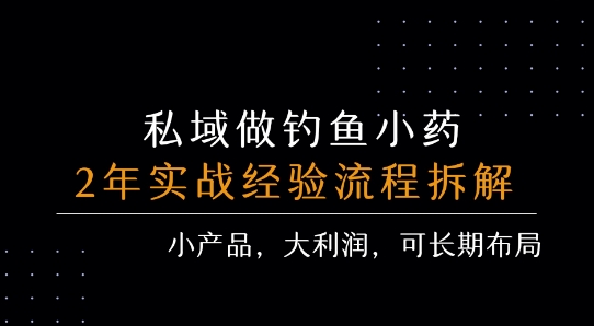私域做钓鱼小药 每单利润3张+ 详细流程拆解好创网-专注优质VIP网课 网络创业落地实操课程资源分享 – 每天更新_高质量项目输出好创网