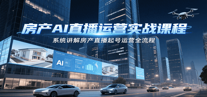房产AI直播运营实战课程,系统讲解房产直播起号运营全流程好创网-专注优质VIP网课 网络创业落地实操课程资源分享 – 每天更新_高质量项目输出好创网