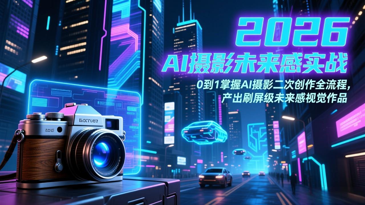 2026 AI摄影未来感实战：0到1掌握AI摄影二次创作全流程，产出刷屏级未来感视觉作品好创网-专注优质VIP网课 网络创业落地实操课程资源分享 – 每天更新_高质量项目输出好创网