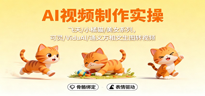 AI视频制作实操，飞天/小橘猫/美女系列，可灵/ViduAl/通义万相文生图转视频好创网-专注优质VIP网课 网络创业落地实操课程资源分享 – 每天更新_高质量项目输出好创网