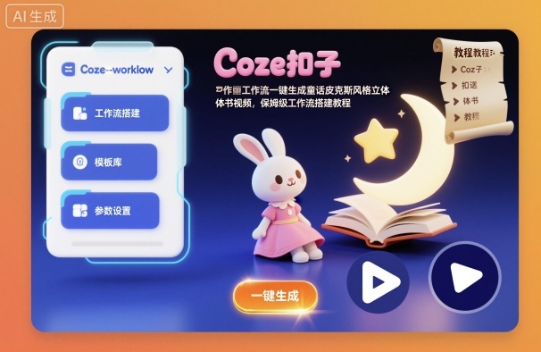 Coze扣子工作流一键生成童话皮克斯风格立体书视频,保姆级工作流搭建教程好创网-专注优质VIP网课 网络创业落地实操课程资源分享 – 每天更新_高质量项目输出好创网