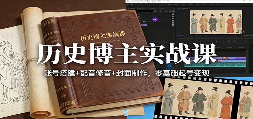 历史博主实战课：账号搭建+配音修音+封面制作，零基础起号变现好创网-专注优质VIP网课 网络创业落地实操课程资源分享 – 每天更新_高质量项目输出好创网