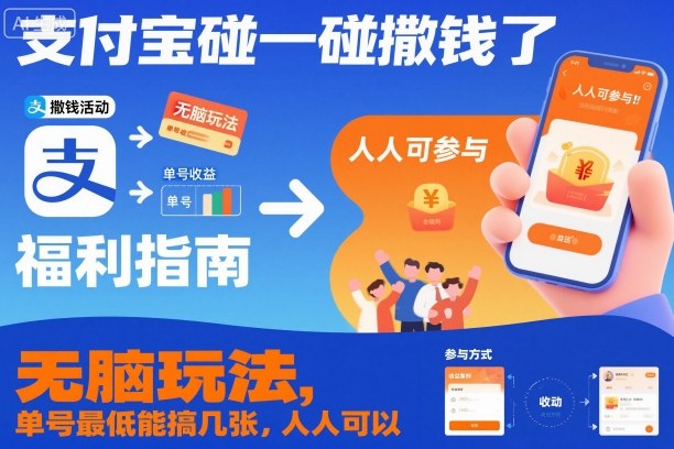 支付宝碰一碰撒钱了,无脑玩法,单号最低能搞几张,人人可以撸【揭秘】好创网-专注优质VIP网课 网络创业落地实操课程资源分享 – 每天更新_高质量项目输出好创网