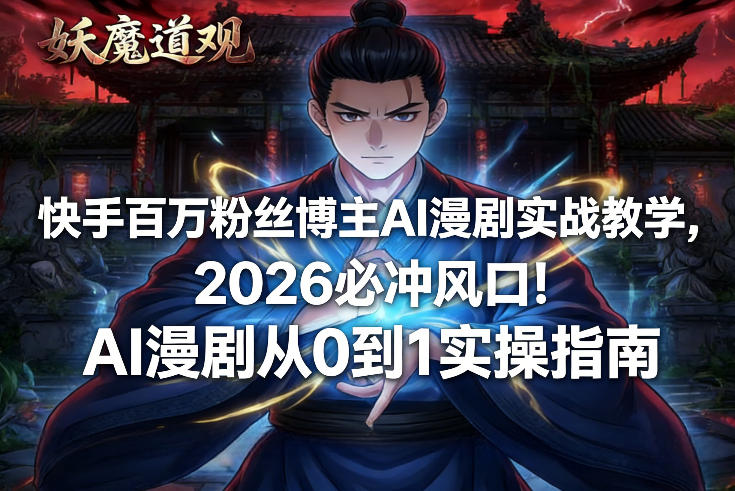 快手百万粉丝博主AI漫剧实战教学，2026必冲风口！AI漫剧从0到1实操指南好创网-专注优质VIP网课 网络创业落地实操课程资源分享 – 每天更新_高质量项目输出好创网