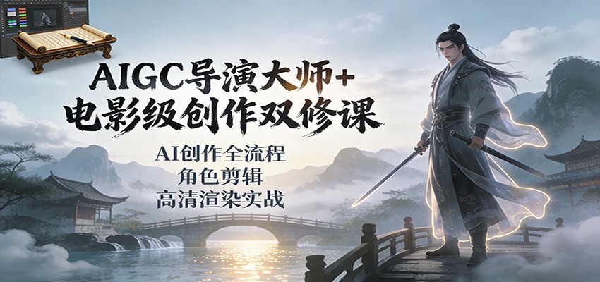 AIGC导演大师+电影级创作双修课：AI创作全流程、角色剪辑、高清渲染实战好创网-专注优质VIP网课 网络创业落地实操课程资源分享 – 每天更新_高质量项目输出好创网