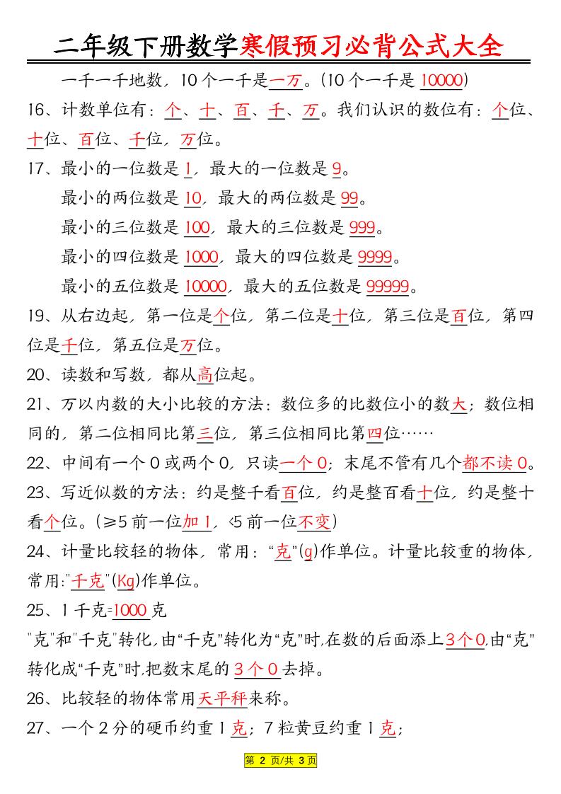 二年级数学下册必背公式大全好创网-专注优质VIP网课 网络创业落地实操课程资源分享 – 每天更新_高质量项目输出好创网
