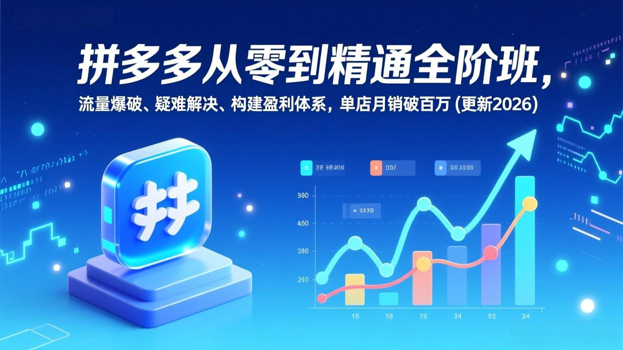 拼多多从零到精通全阶班，流量爆破、疑难解决，构建盈利体系，单店月销破百万(更新2026好创网-专注优质VIP网课 网络创业落地实操课程资源分享 – 每天更新_高质量项目输出好创网