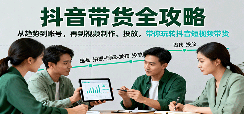 抖音带货全攻略:从趋势到账号,再到视频制作、投放,带你玩转抖音短视频带货好创网-专注优质VIP网课 网络创业落地实操课程资源分享 – 每天更新_高质量项目输出好创网
