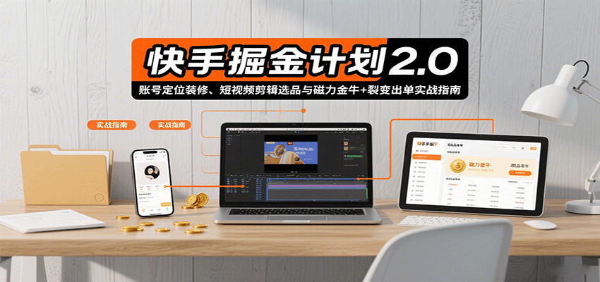 快手掘金计划2.0，账号定位装修、短视频剪辑选品与磁力金牛+裂变出单实战指南好创网-专注优质VIP网课 网络创业落地实操课程资源分享 – 每天更新_高质量项目输出好创网