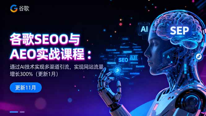 谷歌SEO与AEO实战课程：通过AI技术实现多渠道引流，实现网站流量增长300%好创网-专注优质VIP网课 网络创业落地实操课程资源分享 – 每天更新_高质量项目输出好创网