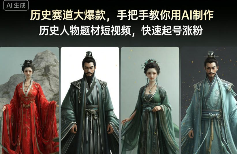 历史赛道大爆款,手把手教你用AI制作历史人物题材短视频,快速起号涨粉好创网-专注优质VIP网课 网络创业落地实操课程资源分享 – 每天更新_高质量项目输出好创网