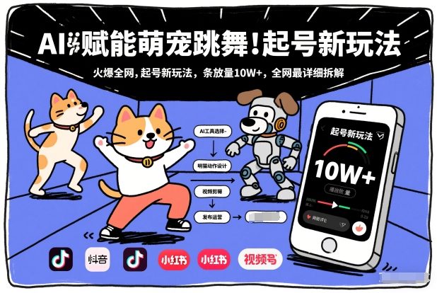 AI赋能萌宠跳舞，火爆全网，起号新玩法，条条播放量10W+，全网最详细拆解好创网-专注优质VIP网课 网络创业落地实操课程资源分享 – 每天更新_高质量项目输出好创网