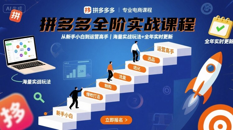 拼多多全阶实战课程，从新手小白到运营高手，海量实战玩法+全年实时更新【2025年9月更新】好创网-专注优质VIP网课 网络创业落地实操课程资源分享 – 每天更新_高质量项目输出好创网