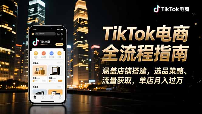 TikTok电商全流程指南,涵盖店铺搭建、选品策略、流量获取,单店月入过万好创网-专注优质VIP网课 网络创业落地实操课程资源分享 – 每天更新_高质量项目输出好创网