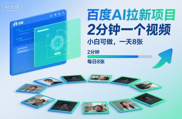 百度AI拉新项目，2分钟一个视频，小白可做，一天8张【附案例+保姆级教程】好创网-专注优质VIP网课 网络创业落地实操课程资源分享 – 每天更新_高质量项目输出好创网