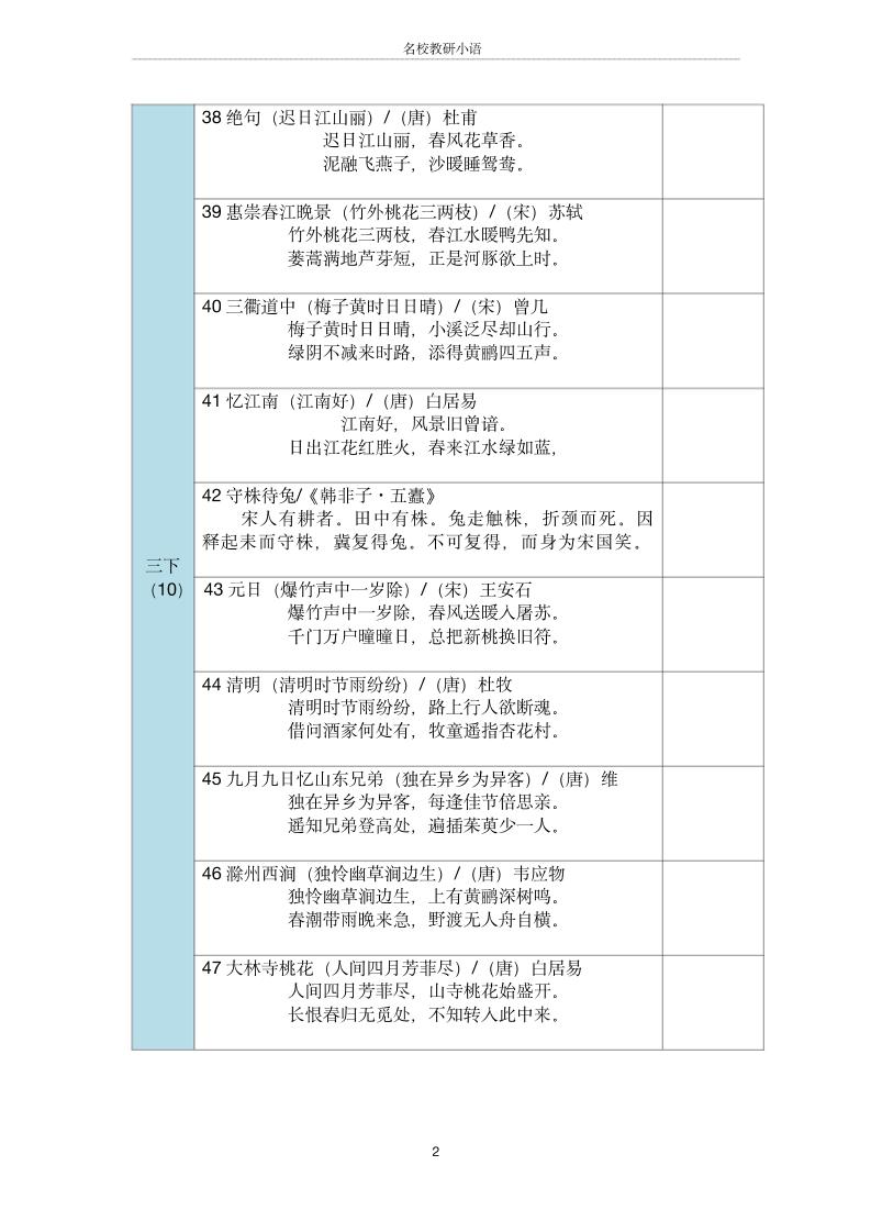 三年级古诗文背诵记录表-三上语文好创网-专注优质VIP网课 网络创业落地实操课程资源分享 – 每天更新_高质量项目输出好创网