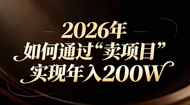 站在2026年的十字路口：一个普通人如何通过卖项目实现年入200万好创网-专注优质VIP网课 网络创业落地实操课程资源分享 – 每天更新_高质量项目输出好创网