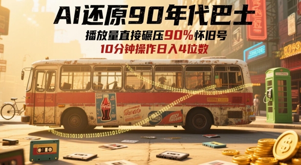 AI还原90年代巴士，一帧就让70后泪崩，播放量直接碾压90%怀旧号，每天操作十分钟，日入四位数好创网-专注优质VIP网课 网络创业落地实操课程资源分享 – 每天更新_高质量项目输出好创网