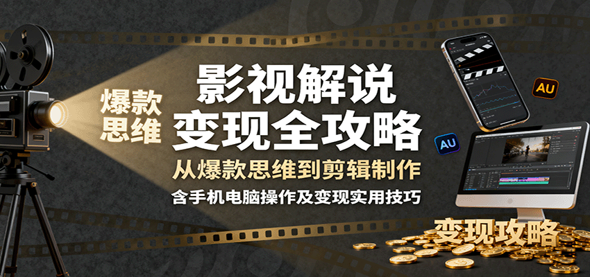 影视解说变现全攻略:从爆款思维到剪辑制作,含手机电脑操作及变现实用技巧好创网-专注优质VIP网课 网络创业落地实操课程资源分享 – 每天更新_高质量项目输出好创网