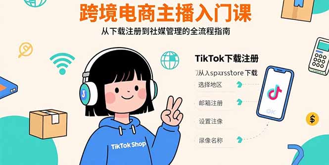 跨境电商主播入门课,TikTok下载注册,支付工具配置,社媒账号管理全流程好创网-专注优质VIP网课 网络创业落地实操课程资源分享 – 每天更新_高质量项目输出好创网