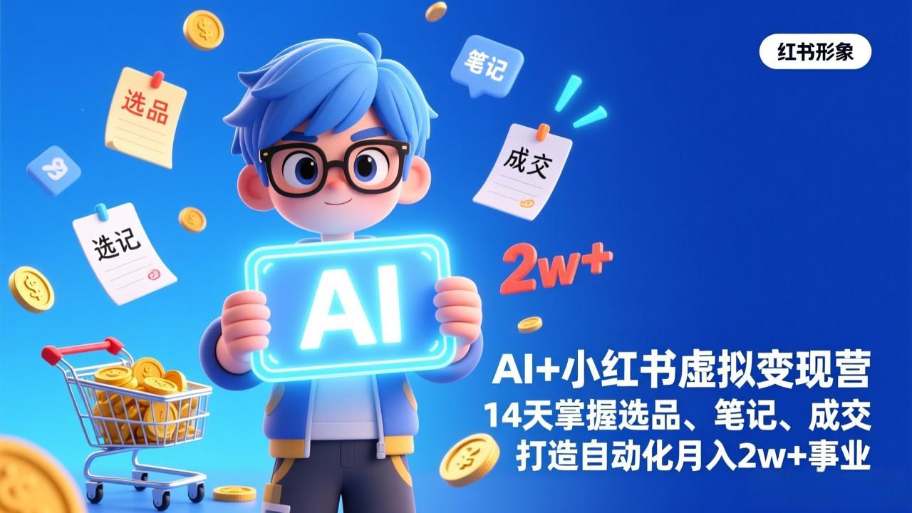 AI+小红书虚拟变现营(完结好创网-专注优质VIP网课 网络创业落地实操课程资源分享 – 每天更新_高质量项目输出好创网