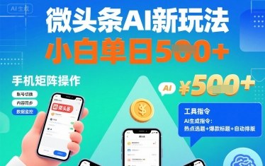 微头条AI新玩法，小白单日5张+，手机可矩阵操作【附工具指令】好创网-专注优质VIP网课 网络创业落地实操课程资源分享 – 每天更新_高质量项目输出好创网