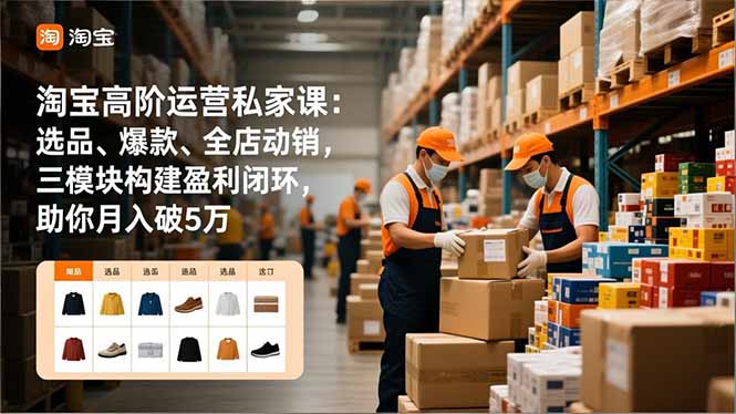 淘宝高阶运营私家课：选品、爆款、全店动销，三模块构建盈利闭环，助你月入破5万好创网-专注优质VIP网课 网络创业落地实操课程资源分享 – 每天更新_高质量项目输出好创网