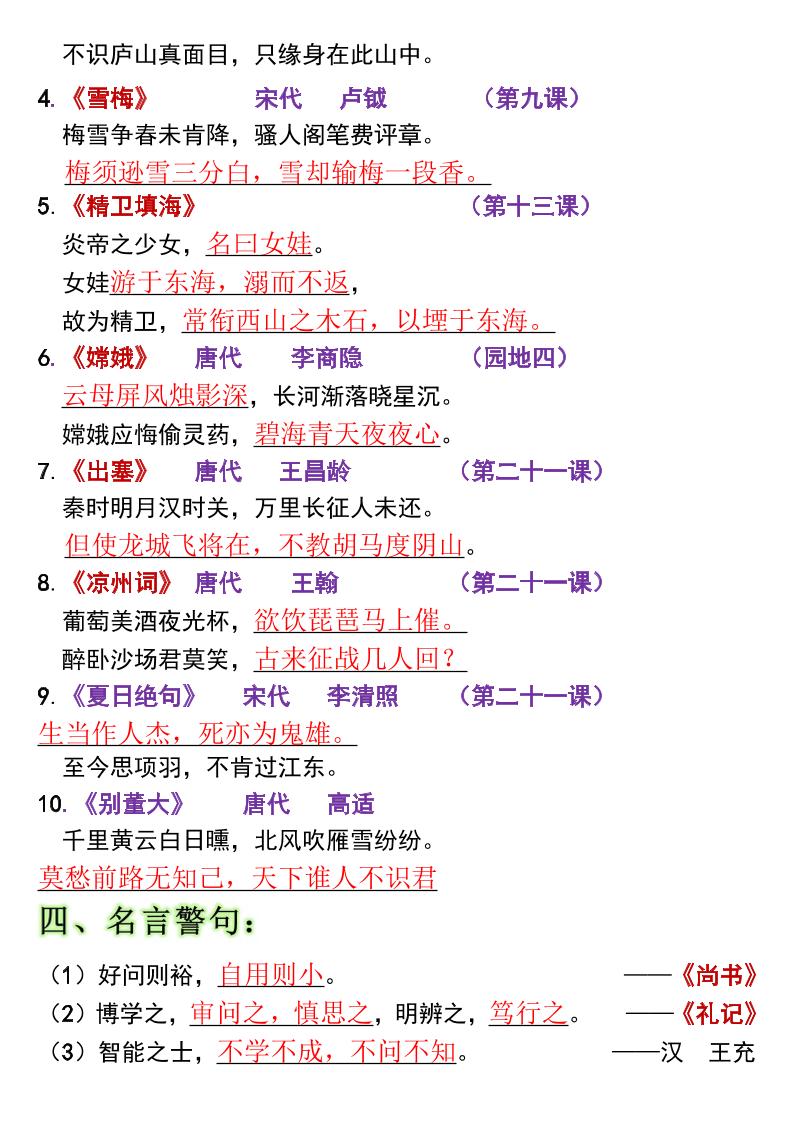 全册高频考点归类（节选）】四上语文好创网-专注优质VIP网课 网络创业落地实操课程资源分享 – 每天更新_高质量项目输出好创网