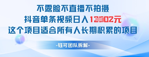不露脸不直播不拍摄抖音单条视频日入1k+这个项目适合所有人长期积累的项目好创网-专注优质VIP网课 网络创业落地实操课程资源分享 – 每天更新_高质量项目输出好创网