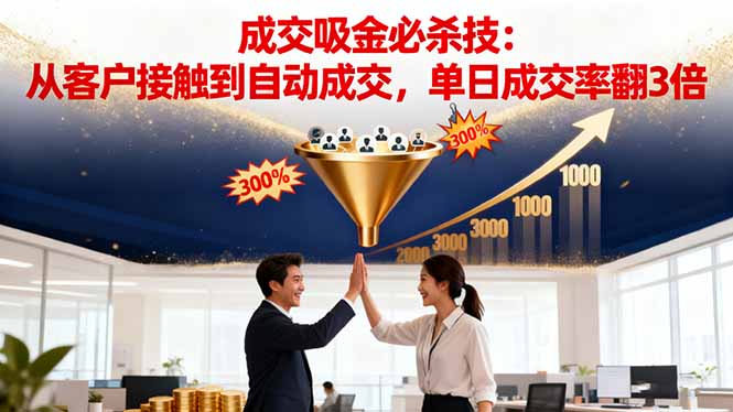 吸金成交营销必杀技：从客户接触到自动成交，单日成交率翻3倍好创网-专注优质VIP网课 网络创业落地实操课程资源分享 – 每天更新_高质量项目输出好创网