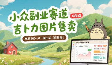 小众副业赛道 吉卜力图片售卖 单日2张+ AI一键生成【附教程】好创网-专注优质VIP网课 网络创业落地实操课程资源分享 – 每天更新_高质量项目输出好创网