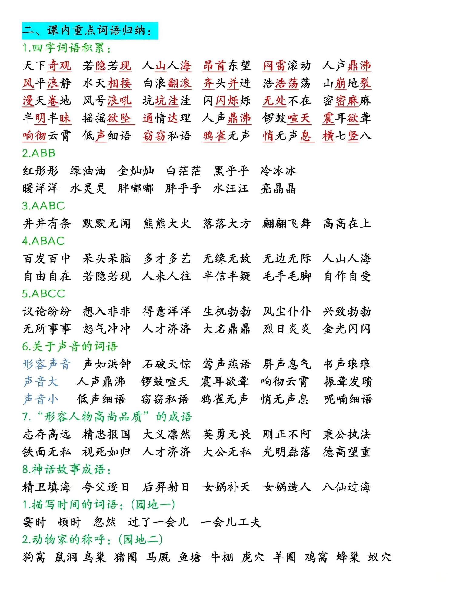 四年级上语文期末全册高频考点知识点归类好创网-专注优质VIP网课 网络创业落地实操课程资源分享 – 每天更新_高质量项目输出好创网