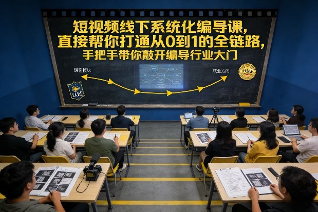 短视频线下系统化编导课,直接帮你打通从0到1的全链路,手把手带你敲开编导行业大门