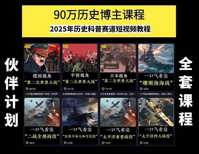 图片[1]好创网-专注优质VIP网课 网络创业落地实操课程资源分享 – 每天更新_高质量项目输出短视频历史赛道实战教程，手机电脑双端剪辑教程和账号运营指南与变现技巧好创网-专注优质VIP网课 网络创业落地实操课程资源分享 – 每天更新_高质量项目输出好创网